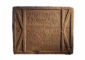 Inschrift auf einem römischen Armeeposten, Yotvata, südlicher Negev, Israel, ca. 297-303 n. Chr.